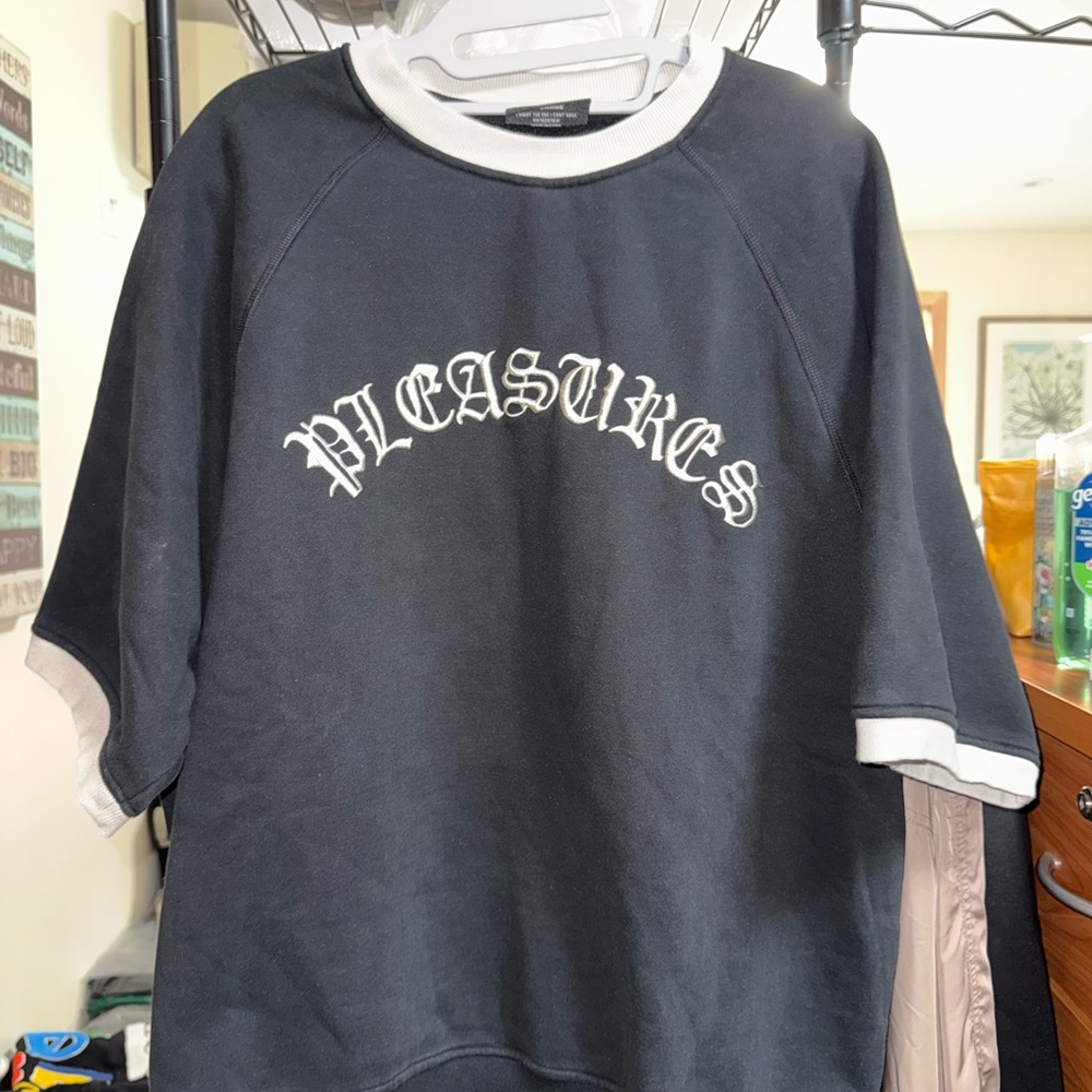 Sz XL- Pleasures Black and White Sweatstyle Ringer Tee | Oversized fit
